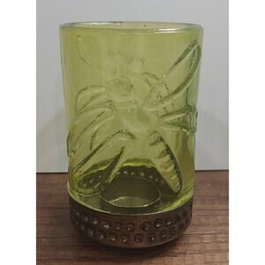 Green Glass Dragonfly Candle Holder Tea light Votive